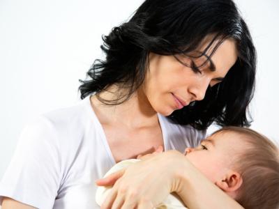 Mom holding baby