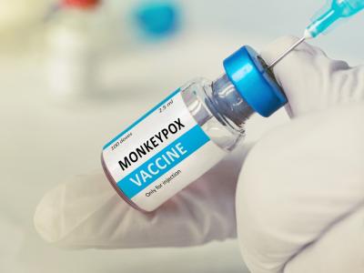 Monkeypox vaccine vial and needle