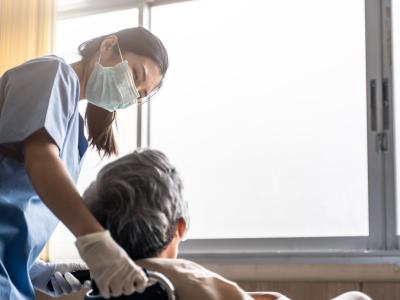 Nurse with nursing home resident