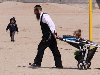 Hasidic dad, kids in NY City