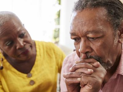 Older worried black couple