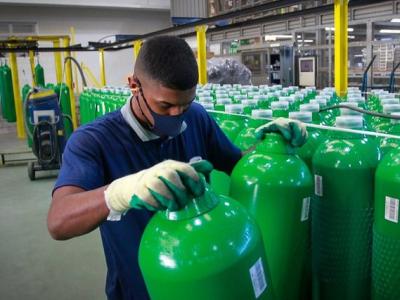 Oxygen tanks in warehouse