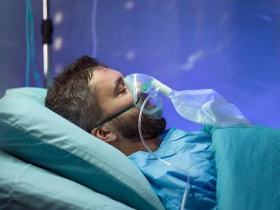 Patient on oxygen
