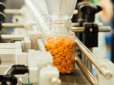 Pills on assembly line