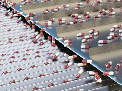 Pills on assembly line