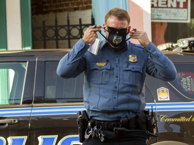 Police officer with mask