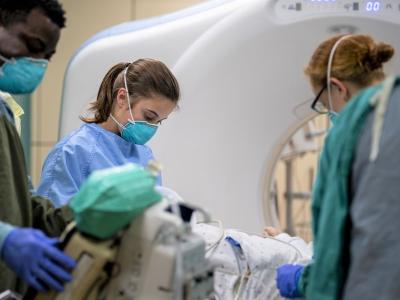 Prepping patient for CT scan