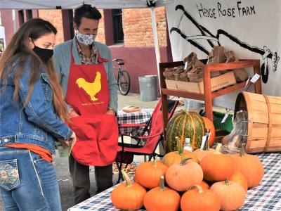 Pumpkin shopping with masks