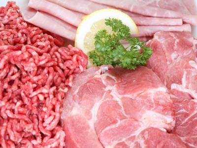 Raw burger and ham