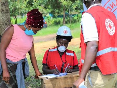 Red Cross workers in Uganda