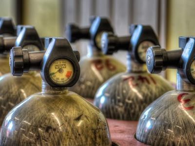 Rows of oxygen tanks