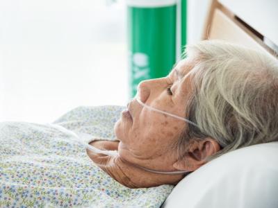 Senior female hospital patient