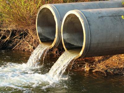 Sewage discharging into river