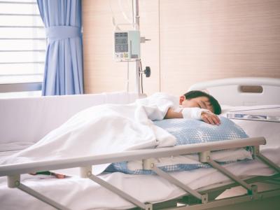 Sick boy in hospital