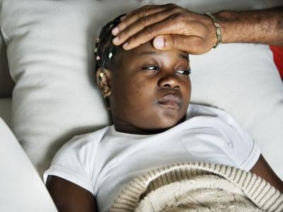 Sick girl in bed