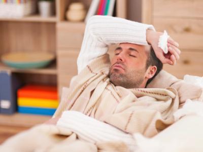 Sick man in bed