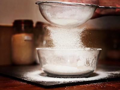 Sifting flour