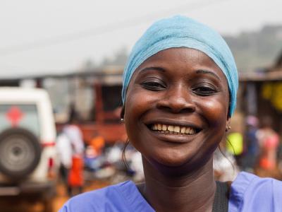 Smiling Ebola nurse