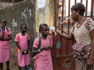 Temperature taking at Africa school