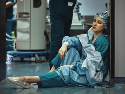 Tired doctor after surgery