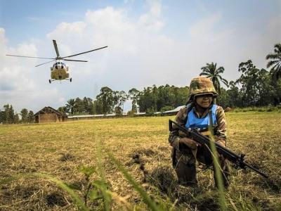 UN troop and helicopter DR Congo