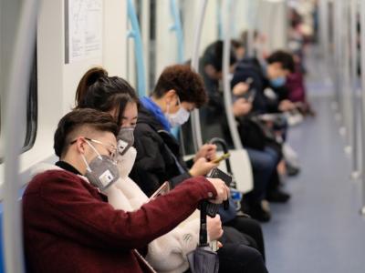 Wearing masks and respirators on China subway
