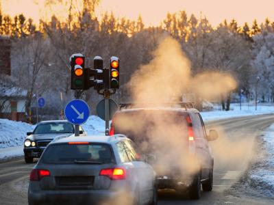 Winter car exhaust