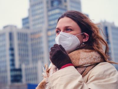woman in respirator