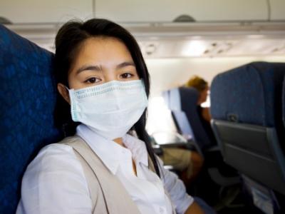 Surgical mask on plane