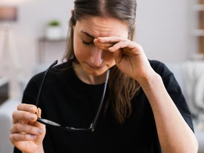 Woman with tired eyes