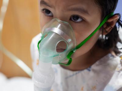 Young girl on nebulizer