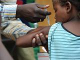 African child receiving meningitis vaccine