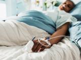Woman in hospital bed