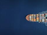 Container ship aerial view