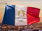 Paris Olympic flag and skyline
