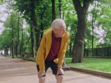 Older man in park with shortness of breath