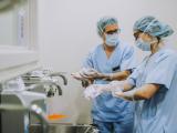 Surgeons washing hands