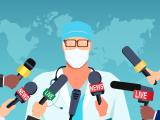 Illustration of doctor at news conference