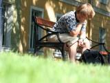 Fatigued man on park bench