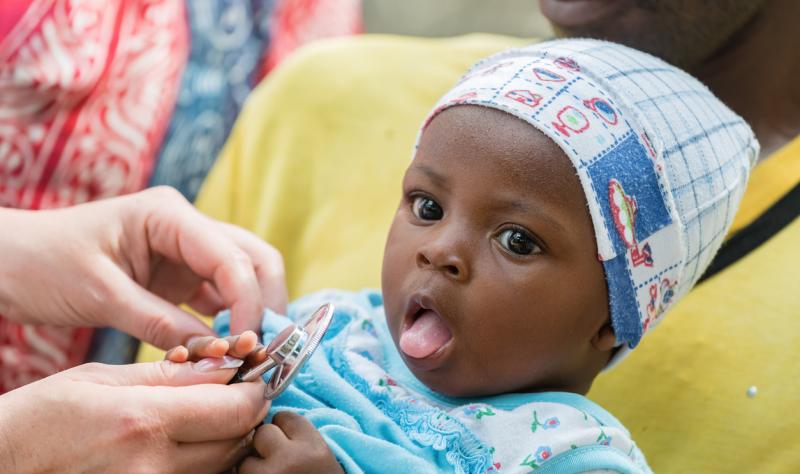 African baby with stethoscope
