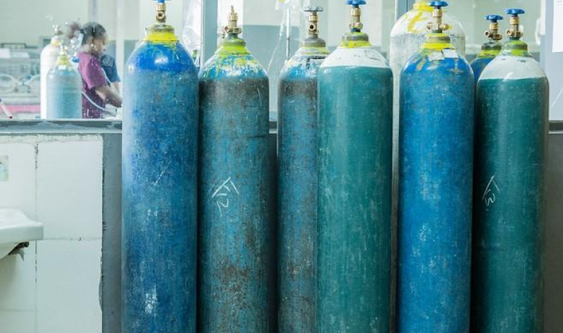 Blue oxygen tanks