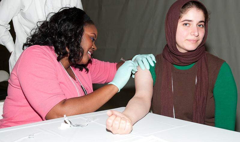 Flu shot in arm