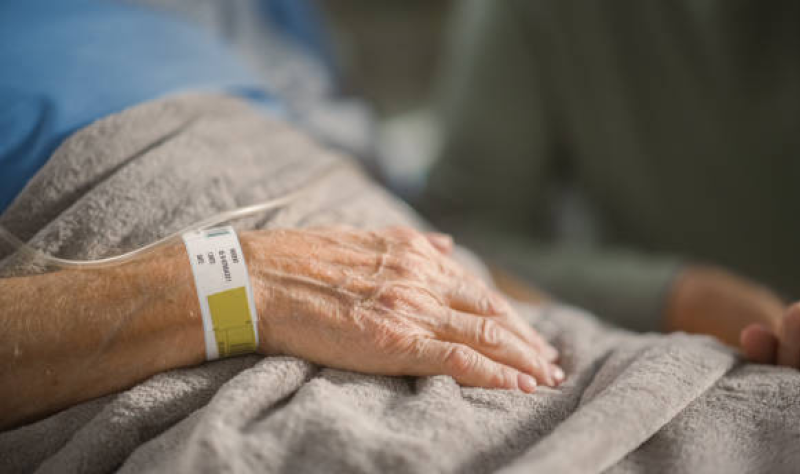 Hand of older man in hospital