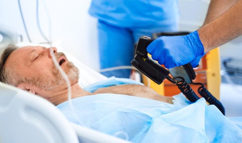 Patient being defibrillated