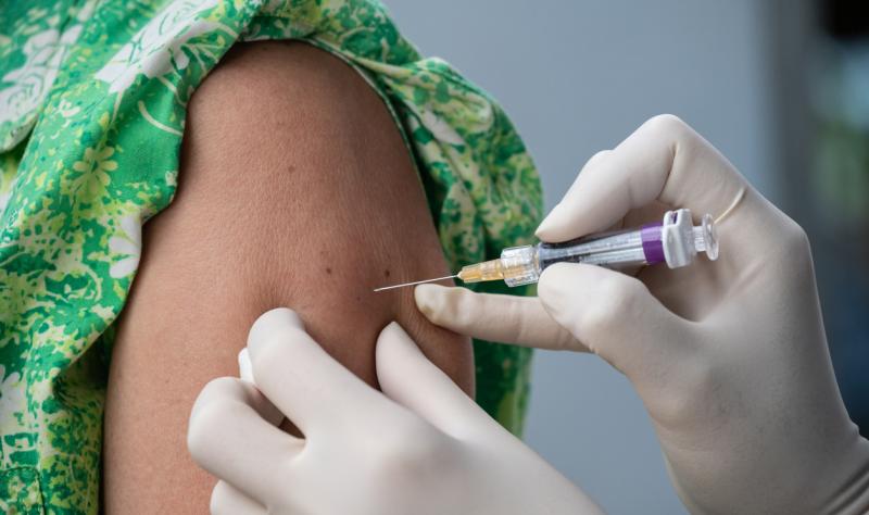 woman vaccinated