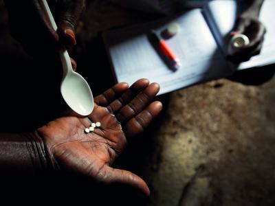 Ivermectin pills in hand
