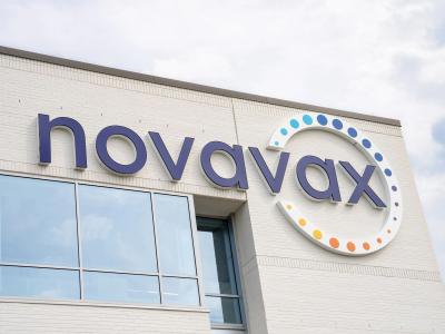 Novavax logo on building