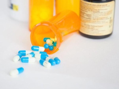 Spilled medication bottle