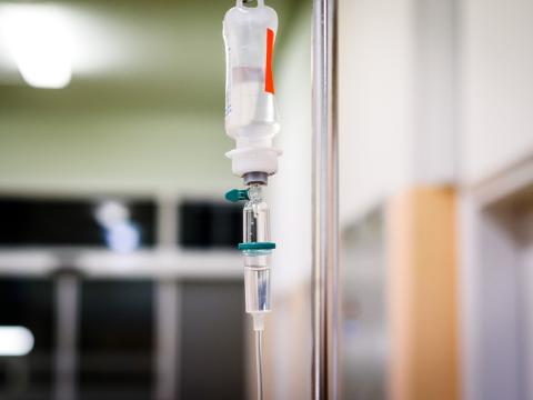 IV bag on pole