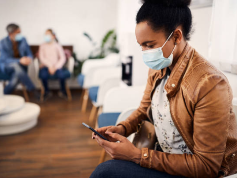 Long-COVID patient in waiting room